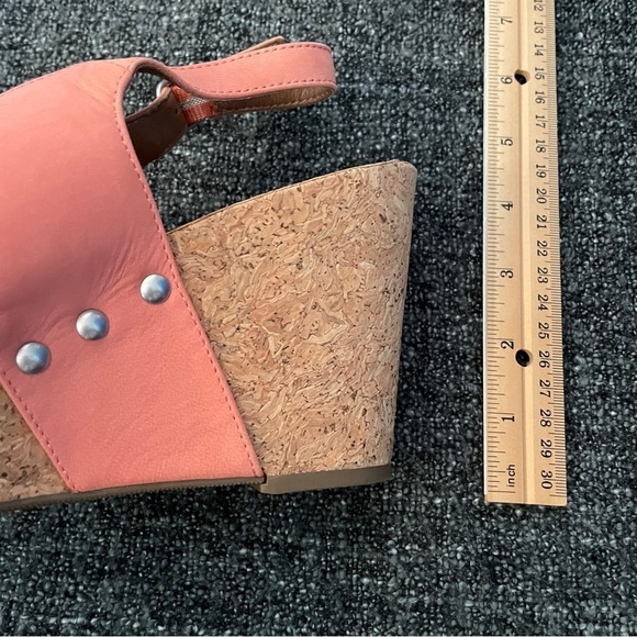 Lucky Brand Minari Sandals Coral Elko Nubuck Wedge Heel Women’s Size 8.5 - Picture 7 of 10